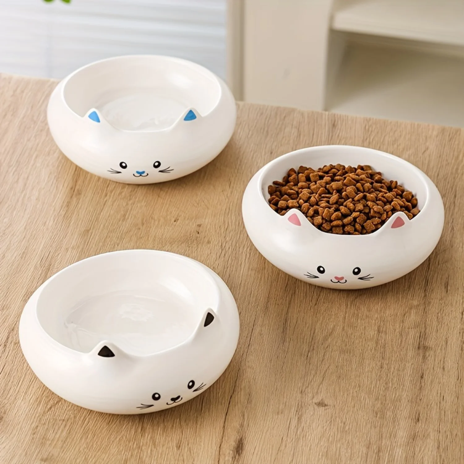 Elevated Ceramic Cat Bowls with Neck Protection, Anti-Tip Double Dishes for Cats and Dogs - Perfect Food and Water Bowls for Pet