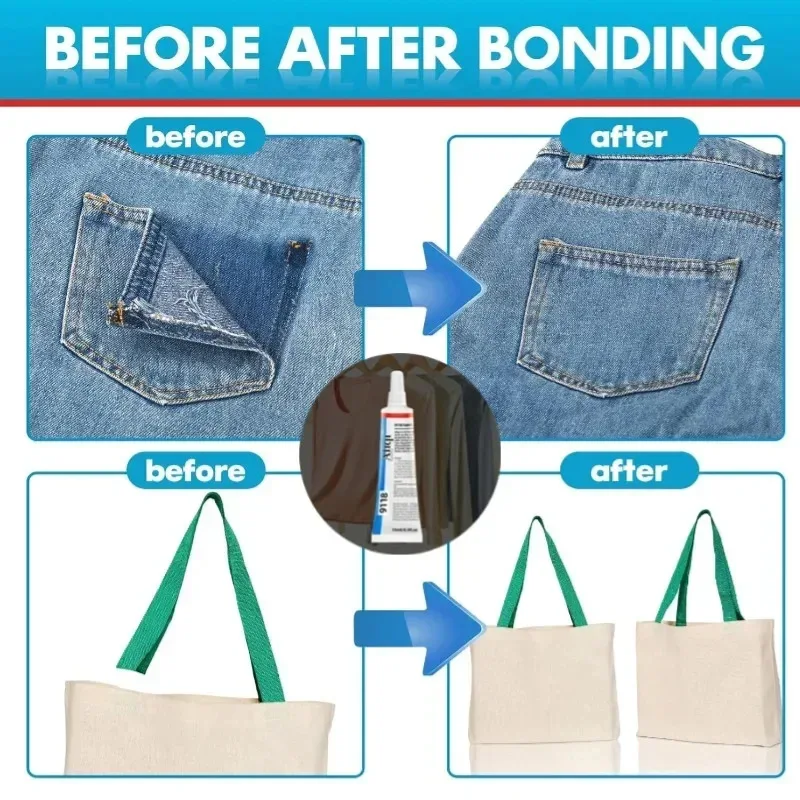 غراء قماش متعدد الأغراض - لاصق للخياطة ومقاوم للماء |   أداة إصلاح الملابس للبقع العسكرية والربط المستمر