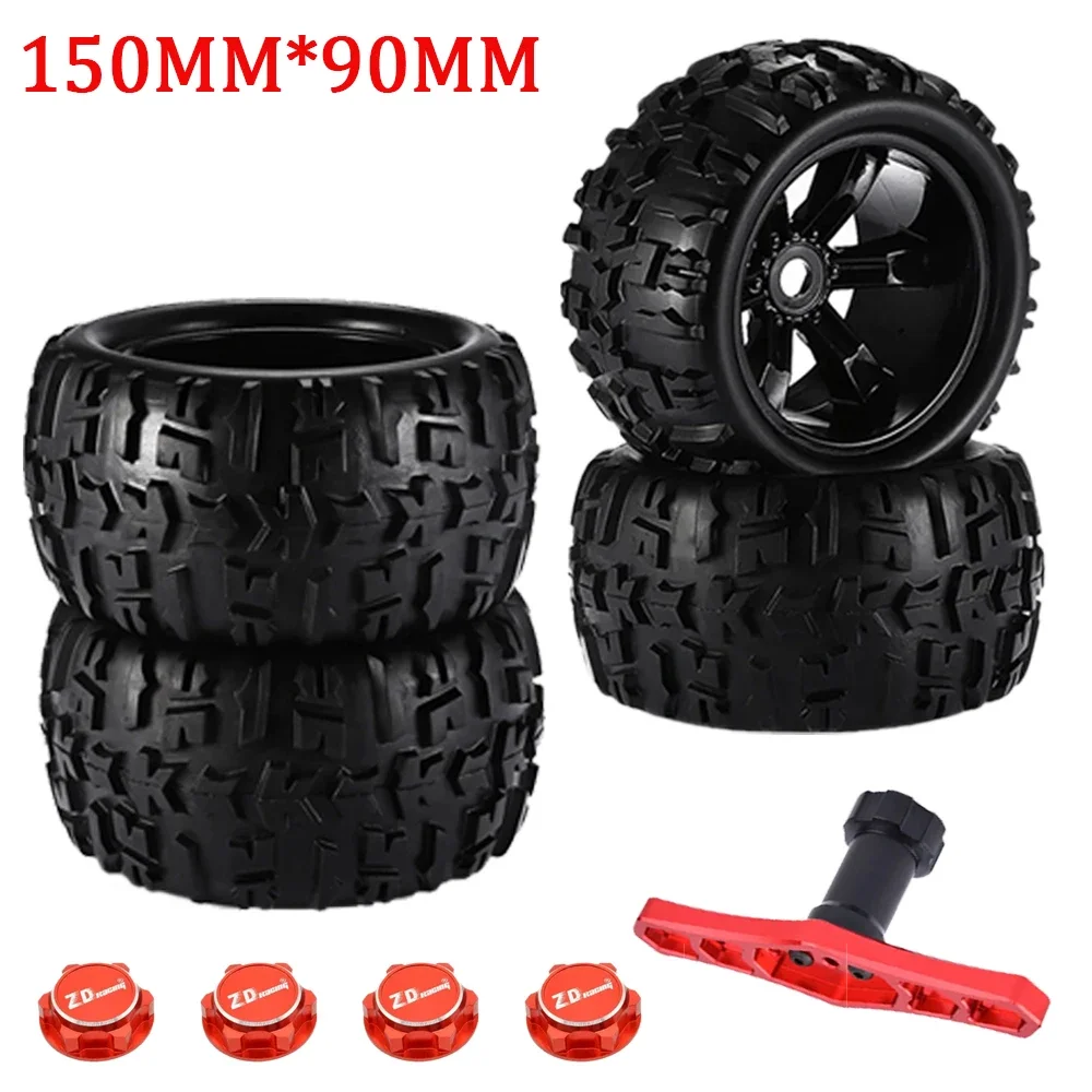 4pcs 1/8 Scale 17mm Hex RC Truck Tires Wheels Set 8477/8483 With Tool For Traxxas Maxx Tmaxx E-Revo Revo 3.3 JLB Cheetah Monster