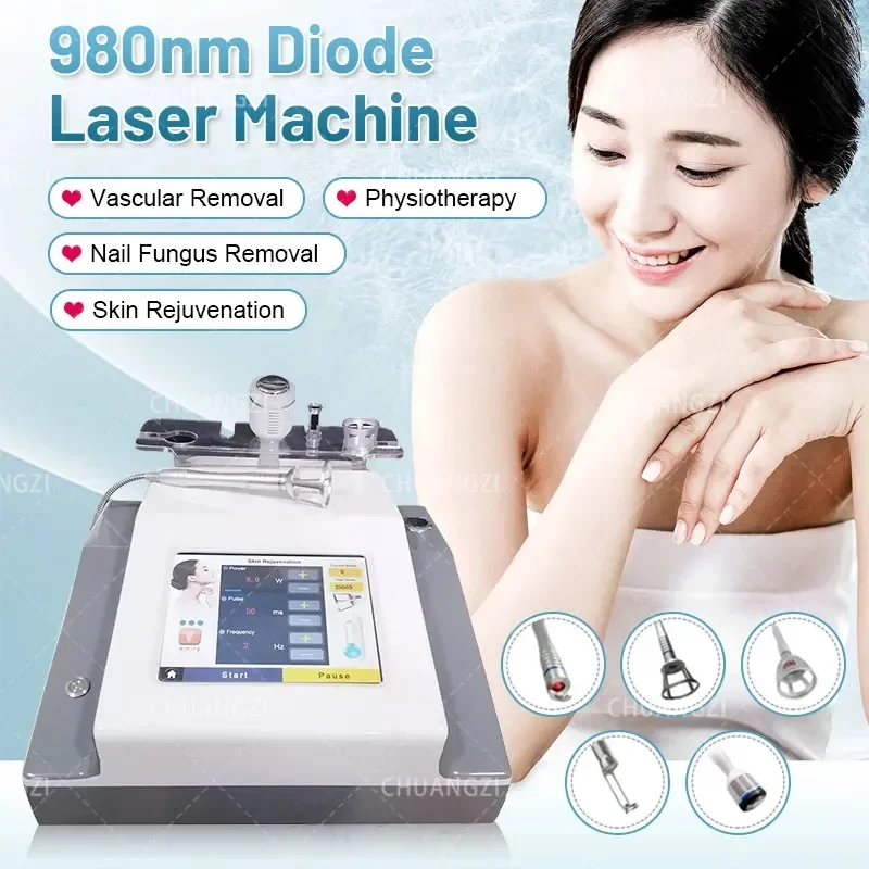 

Best 60W 6 in 1 980nm Diode Laser Vascular Removal Machine Remove Spider Veins 980 Diode Laser Blood Vessels Removal Nail Fungus