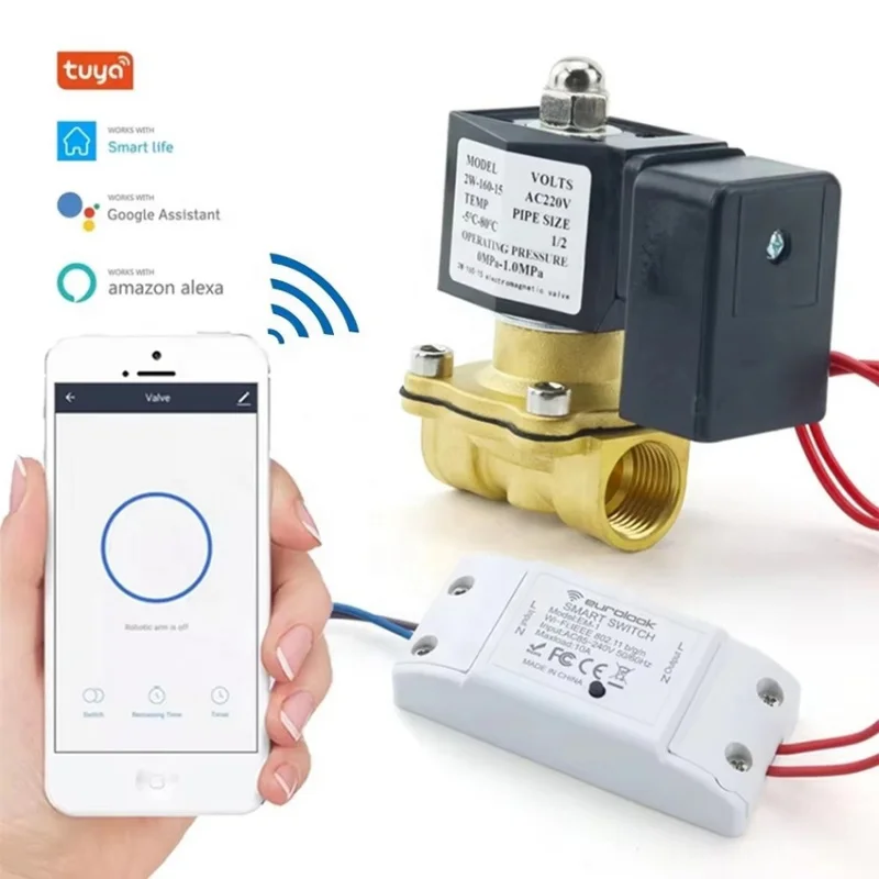

Tuya Wifi Wenzhou Water Gas Remote Control DC 12V 24V AC 110V 220V Smart Home Brass Irrigation Device Electric Solenoid Valve