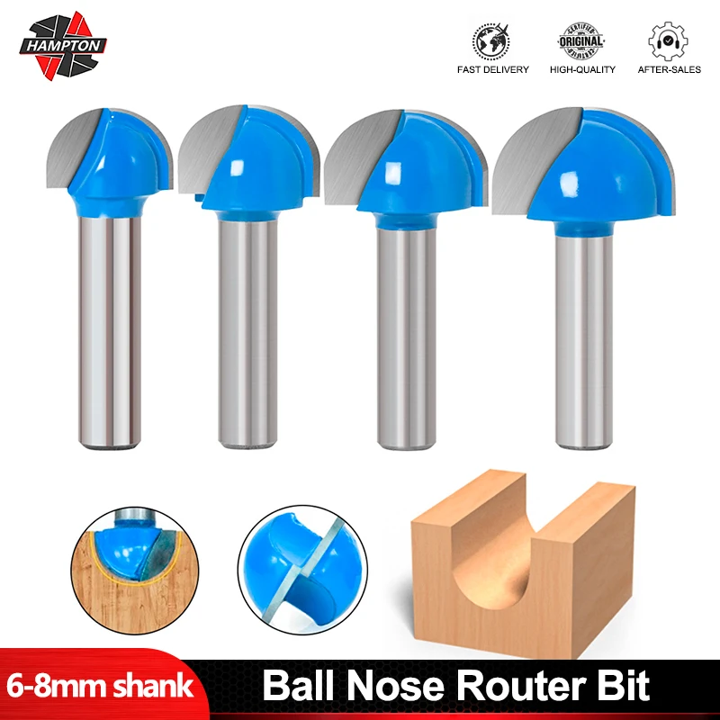 

Ball Nose Router Bit 6-8mm 1/4 Shank Corner Round Router 1/4 Radius Round bottom knife for CNC Woodworking Tool Trimmer Cutter