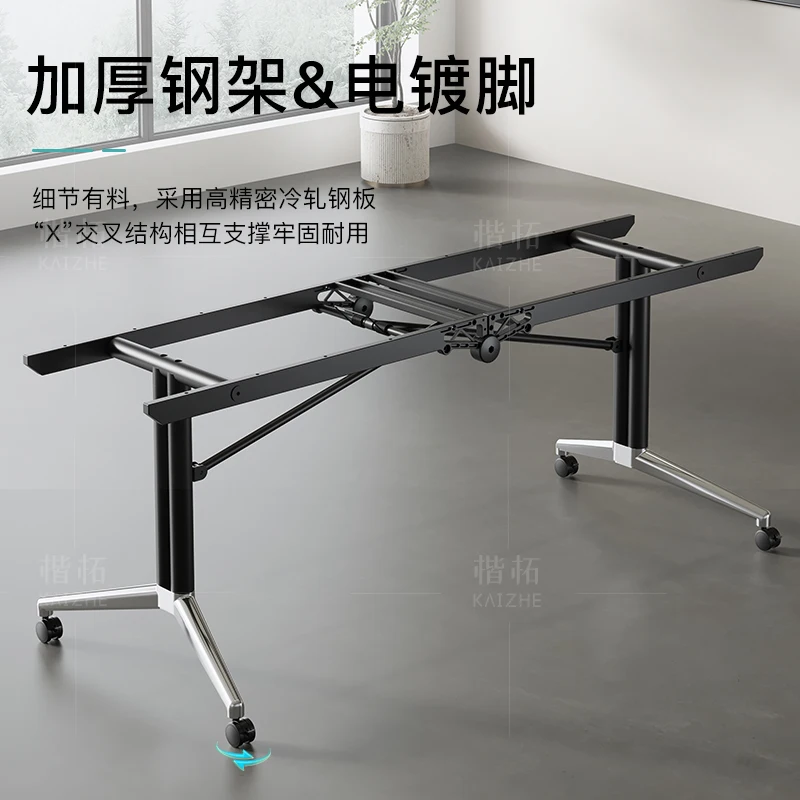 Folding conference desk removable long oval conference table replica splicing combination training and chair