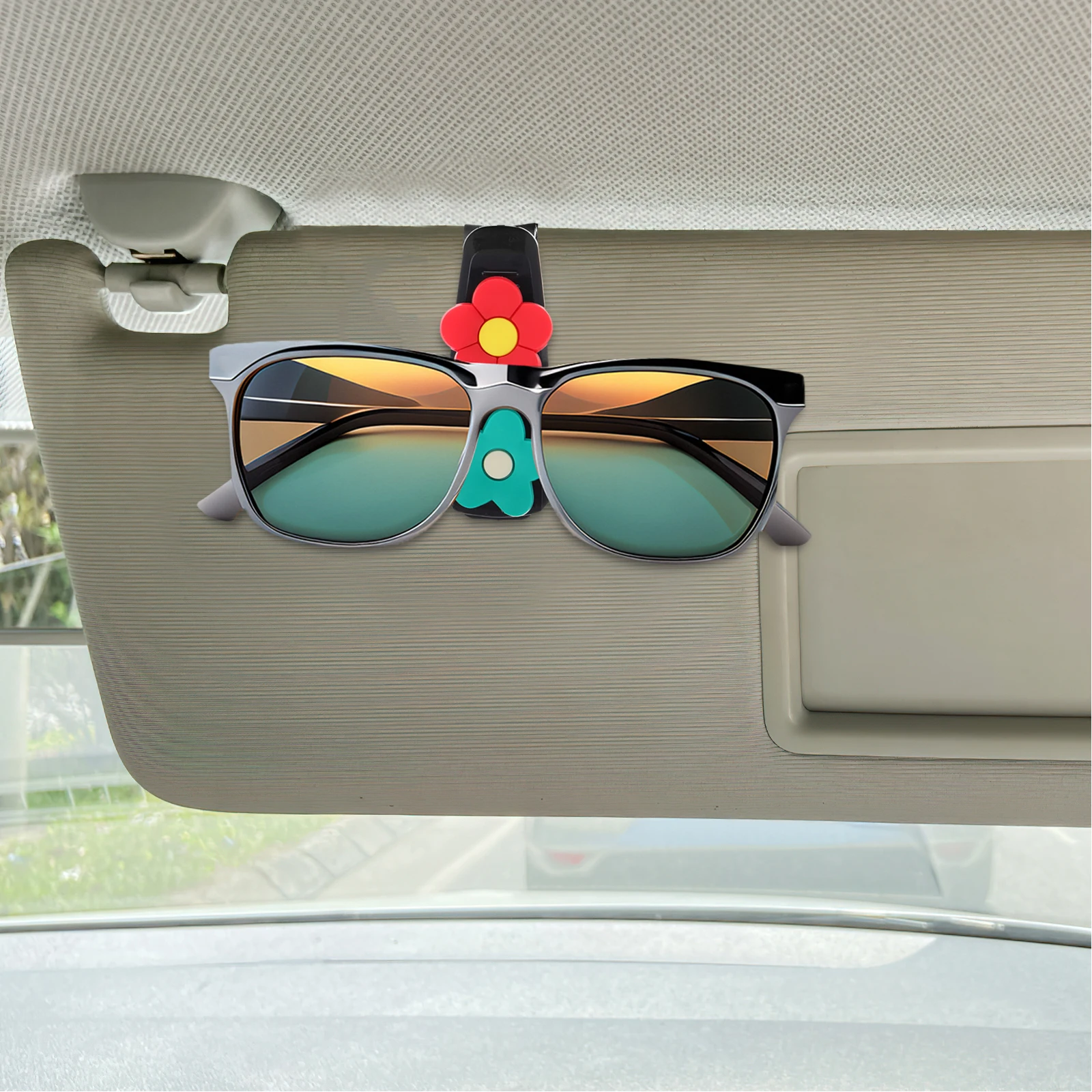 

Car Glasses Holder Visor Clip Sunglass Eyeglasses Storage Organizer Plastic Card Cute Accessories Multifunctional Easy Durable