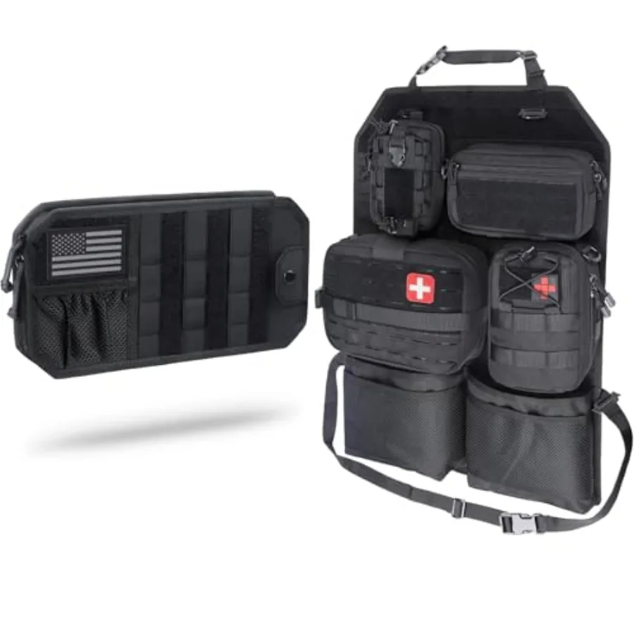 

Molle Car Sun Visor Organizer and Tactical Car Seat Back Organizer Set Fits Most Vehicles SUVs and Trucks Keeps Vehicle Organiz