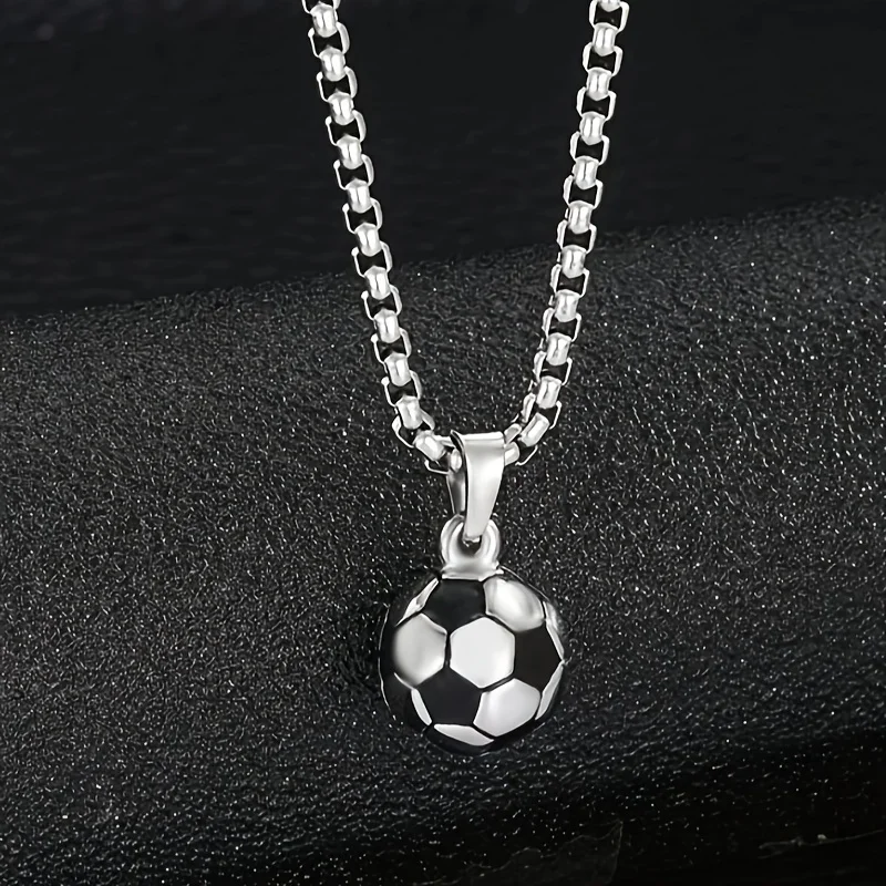 Collar deportivo para hombre, collar con colgante de fútbol de acero inoxidable Unisex, collar conmemorativo de atleta y ventilador de partido de fútbol Pop