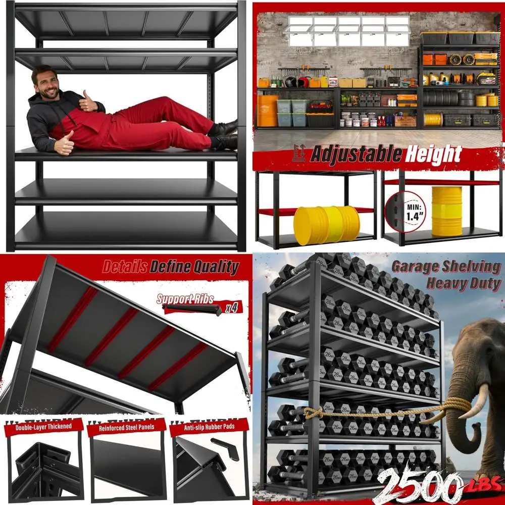 Adjustable Heavy Duty Metal Storage Shelves for Garage, Pantry, and Warehouse with 2500LBS Capacity