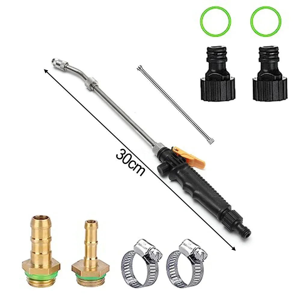 1pc Stainless Steel Spray Wand With Shut-off Valve Retractable Adjustable High Pressure Cleaner Garden Tool Accessories