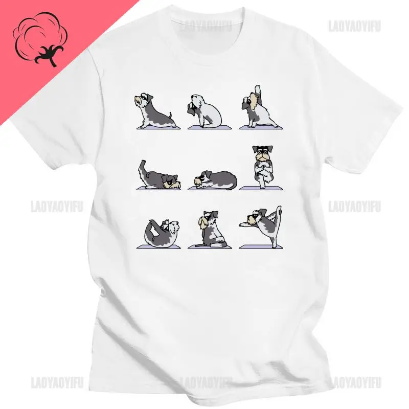 New Custom Miniature Schnauzer Yoga T shirt Cute dog Tee Shirt Male 2024 Personality Mans Clothing Funny 100% Cotton Clothes