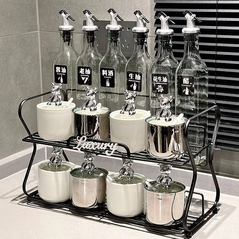 

Керамические банки для приправ, кухонный горшок для масла, набор баночек для приправ, бытовые банки для приправ, пыленепроницаемая коробка для приправ