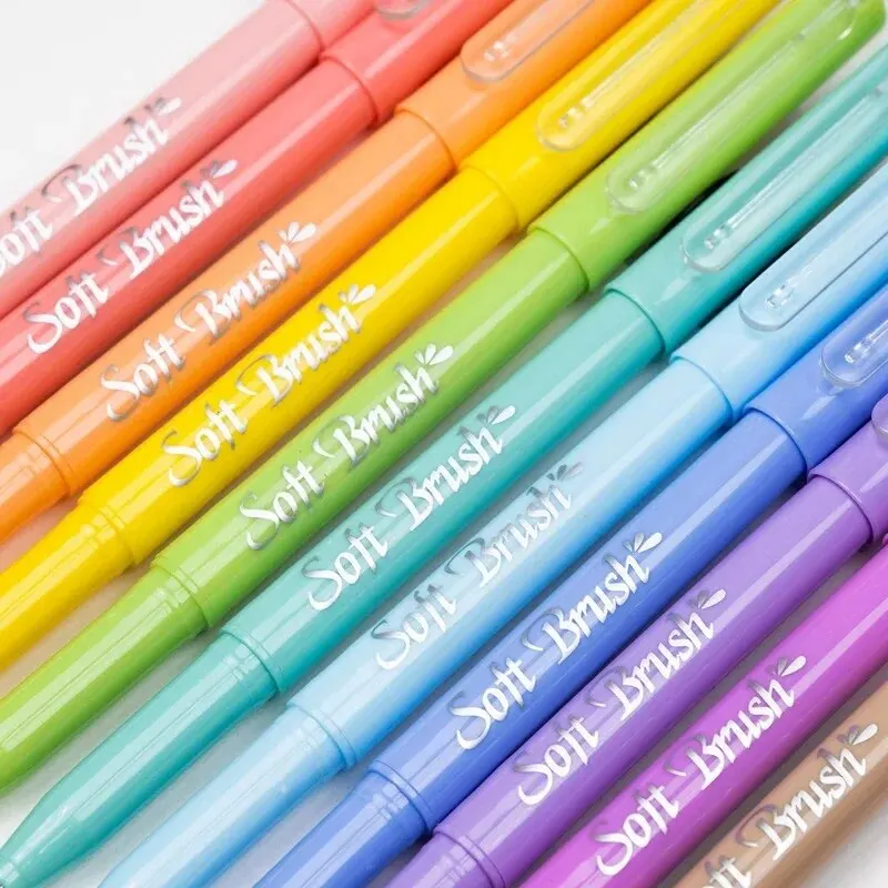 6Pcs Soft Brush Tip Marker Pens Artist Markers Flexible Tip Assorted Colors for Journaling Hand Lettering Calligraphy Drawing