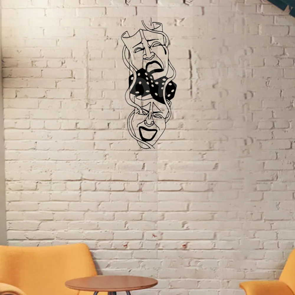 Metal Wall Decoration for Home Theater: The Pattern of Comedy and Tragedy Masks Beautifying the Living Room Wall Space