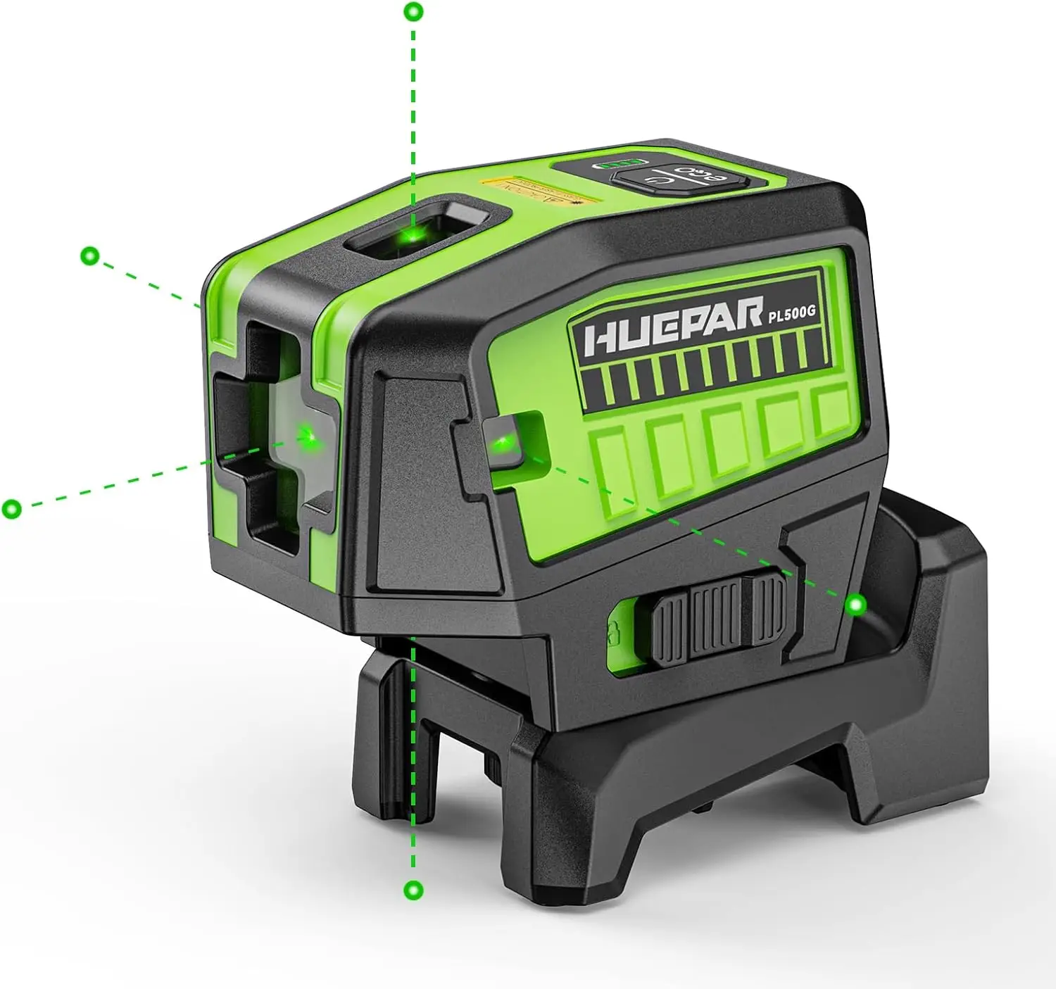 

5-точечный самовыравнивающийся лазерный уровень с возможностью 360° ° Магнитное основание, режим плюс, дальность действия 98–125 футов, включает 2 батареи AAA и жесткий футляр.