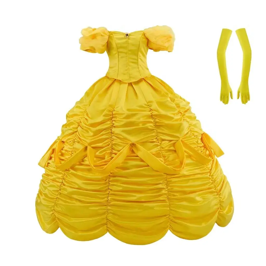 Anime Cosplay Beauty Costume Princess Fantasia Gorgeous Pleated Bustle Dress Theatre Musical Broadway Belle Ball Gown Stage Show