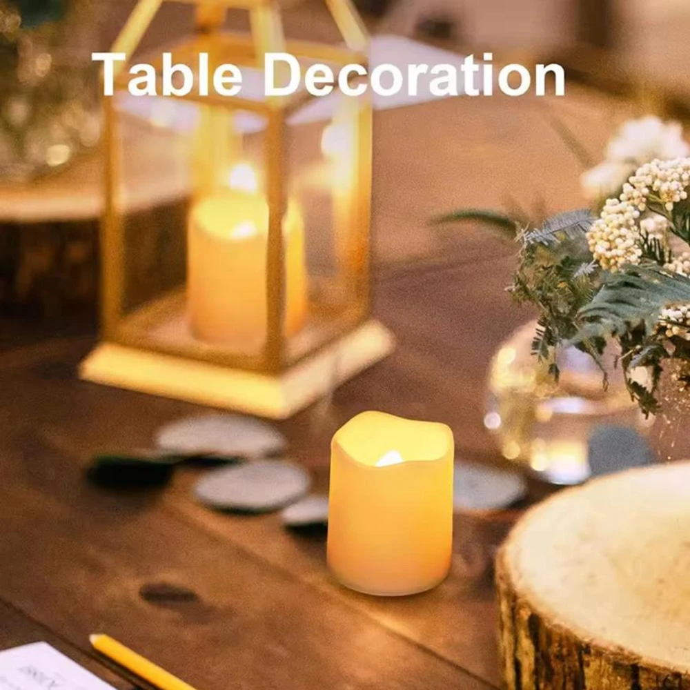 24-pack Flickering LED Ivory Electronic Candle Flameless Tealight Candle Battery Operated LED Tealight Candle for Weddings Party