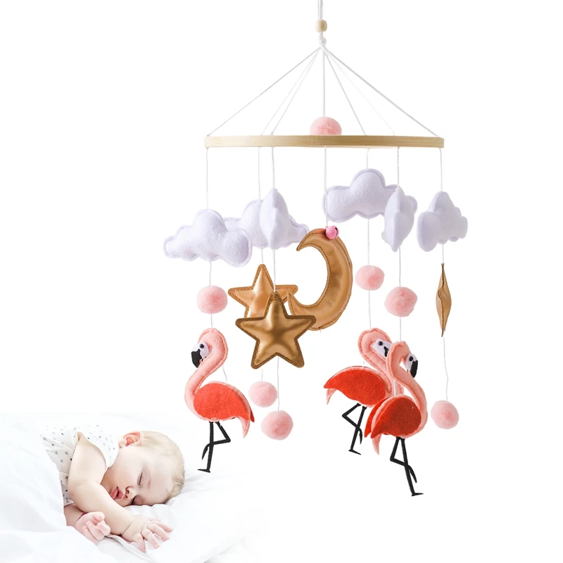 Babywieg Mobiel Houten Bed Bel Rammelaar Speelgoed Vilt Dier Pasgeboren Muziekdoos Bed Bel Opknoping Speelgoed Comfort Bed Bell Speelgoed Baby Geschenken