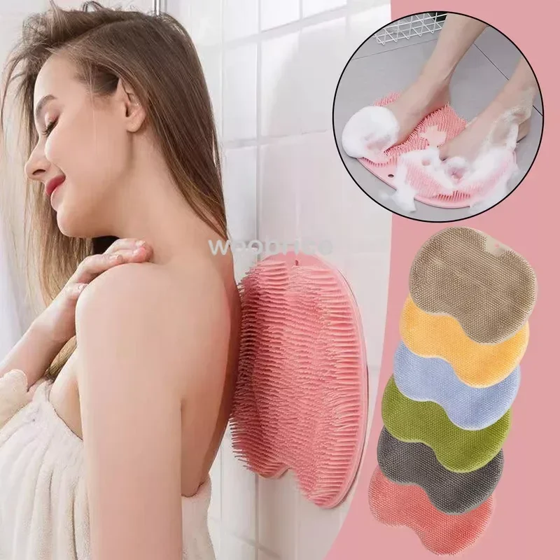 

Silicone Rub Back Brush Bathroom Non-slip Wash Foot Pad Massage Shower Mat with Sucker Bath Massage Foot Exfoliating Brush Pad