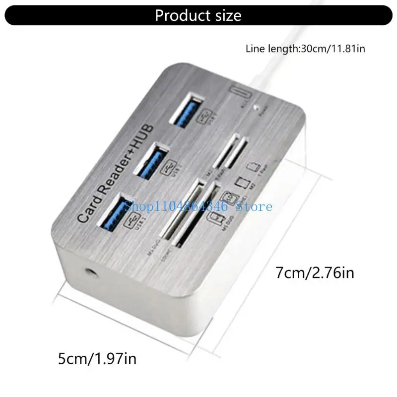 5asd Ergonomic USB3.0 Card Reader and Hubs for Enhanceds Laptop and Desktop Functional