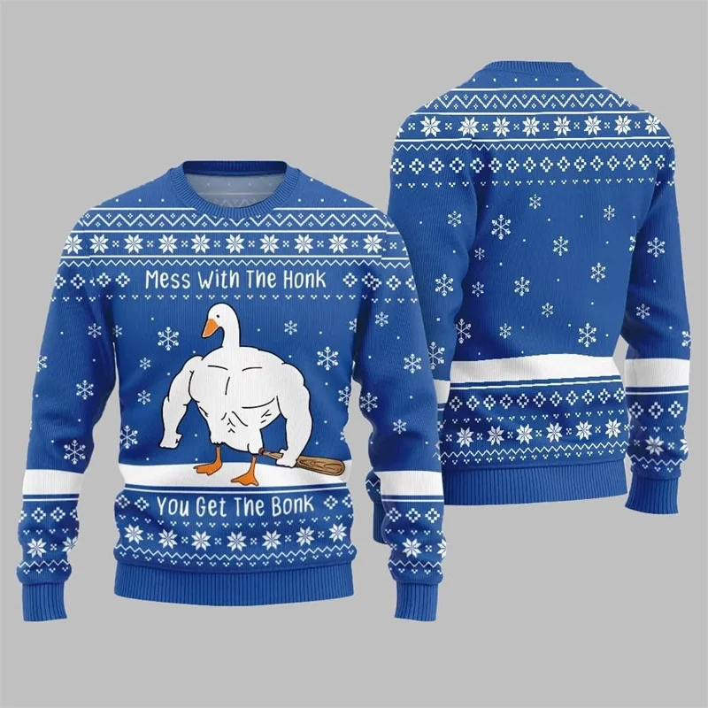 Engraçado feliz natal padrão sweatshirts para homem papai noel pato 3d impresso pulôver outono o-pescoço hoodies mangas compridas topos