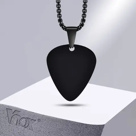 Vnox New Unique Guitar Pick Necklace for Men Boys, Stainless Steel Guitar Picks Pendant Collar to Music-lovers Gifts Jewelry