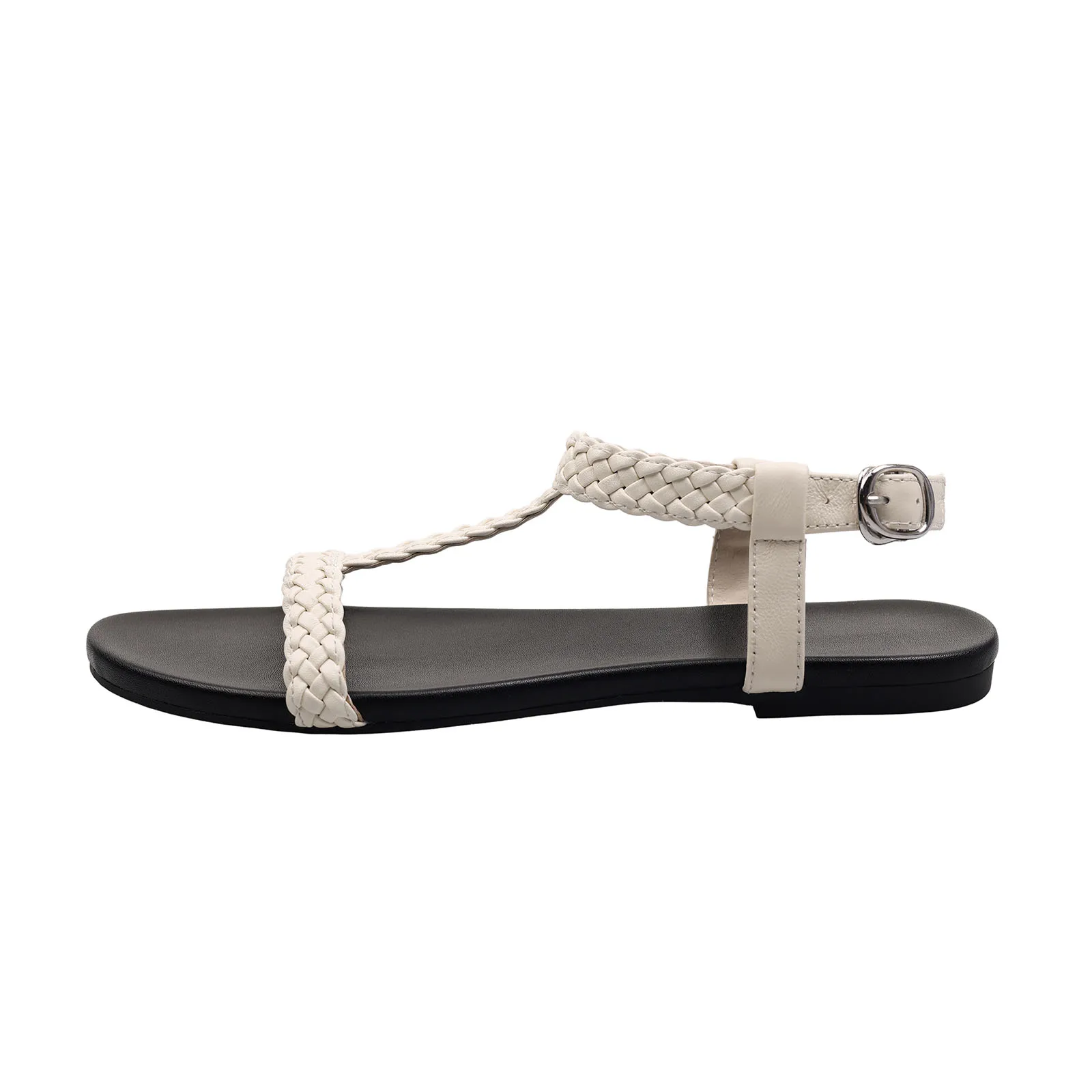 

Arden Furtado 2025 Summer Holiday style Microfiber weaving Open toe Sandals sheepskin Flats T belt Sandals beach sandals