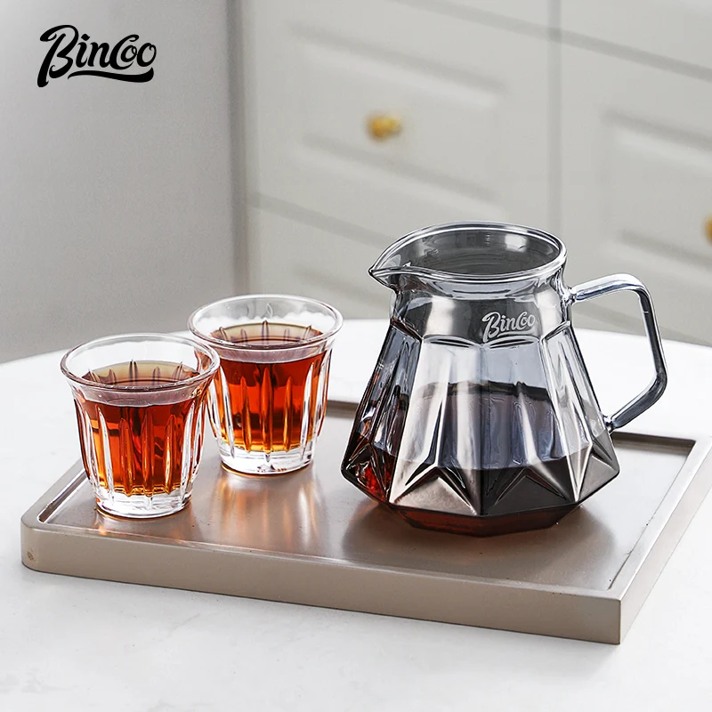 Bincoo Espresso Glass Carafe Coffee Pot Pour Over Coffee Filter Kettle - 400ml 600ml Diamond Glass Coffee Sharing Pot