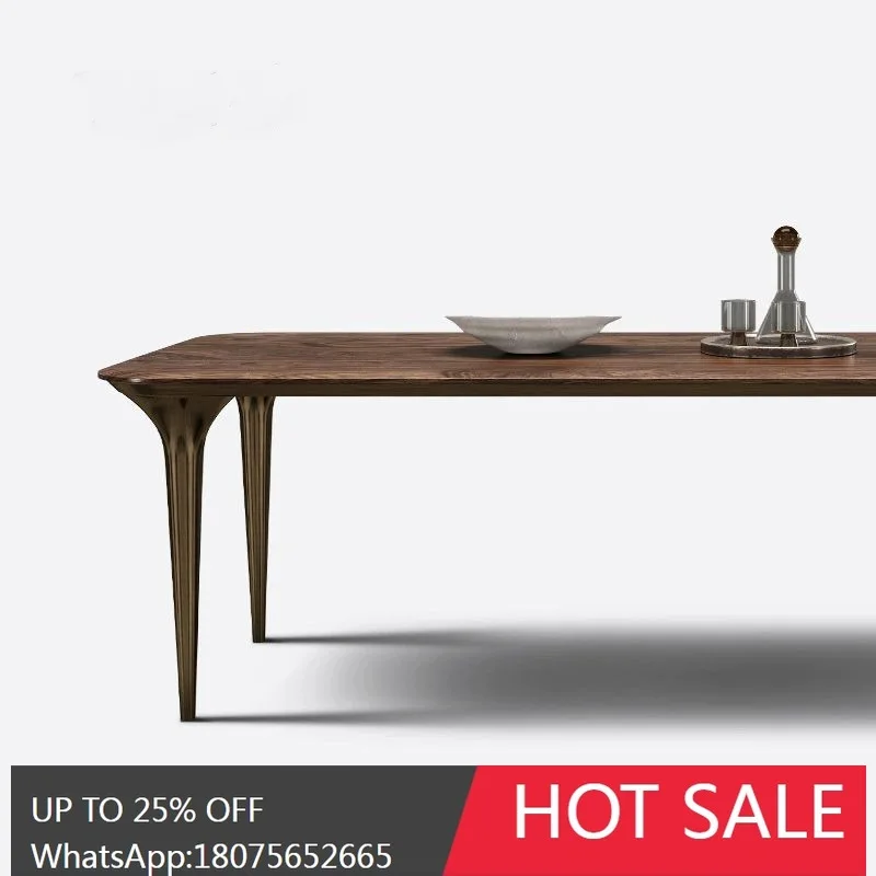 SGF Italian Style Light Luxury Black Walnut Dining Table Rectangular Dining Table Modern Minimalist