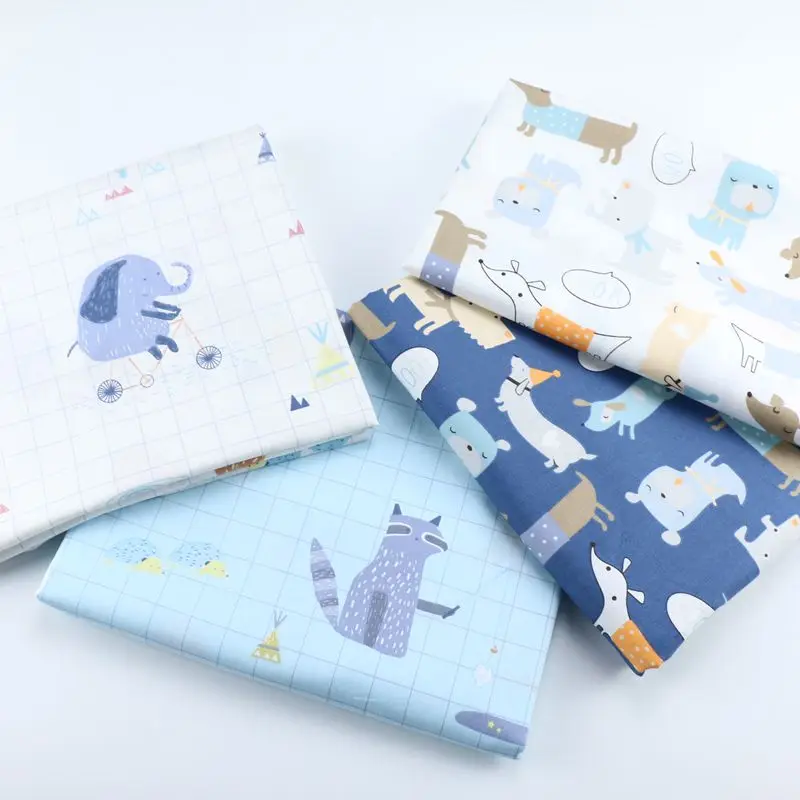 Kids Cotton Cloth Twill Fabric Printed Puppy Elephant Fabric Other Fabric Plain 100% Cotton Piece Warp Woven 50*160cm