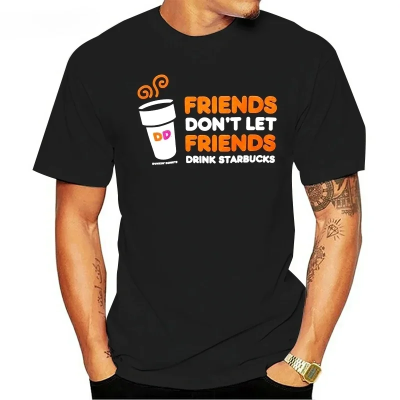 Dunkin Donuts Don't Let Drink Brown camiseta de algodón para hombre, camiseta de marca de verano, talla europea