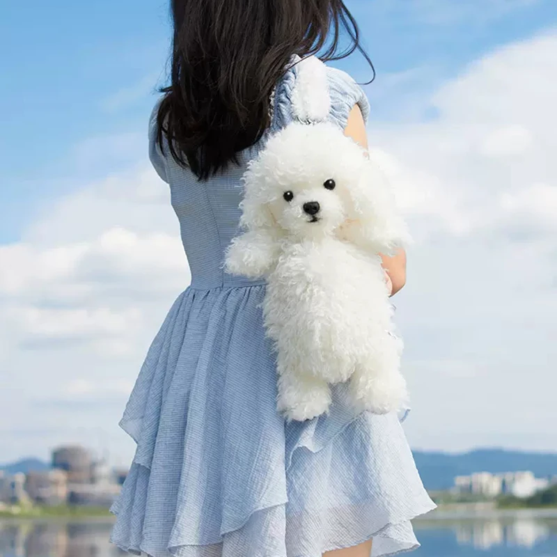 2023 Trend Fashion Teddy Dog zaino Cute Plush Teddy Puppy Doll Toy Shopping Bag Pure handmade simulation puppy Birthday gift