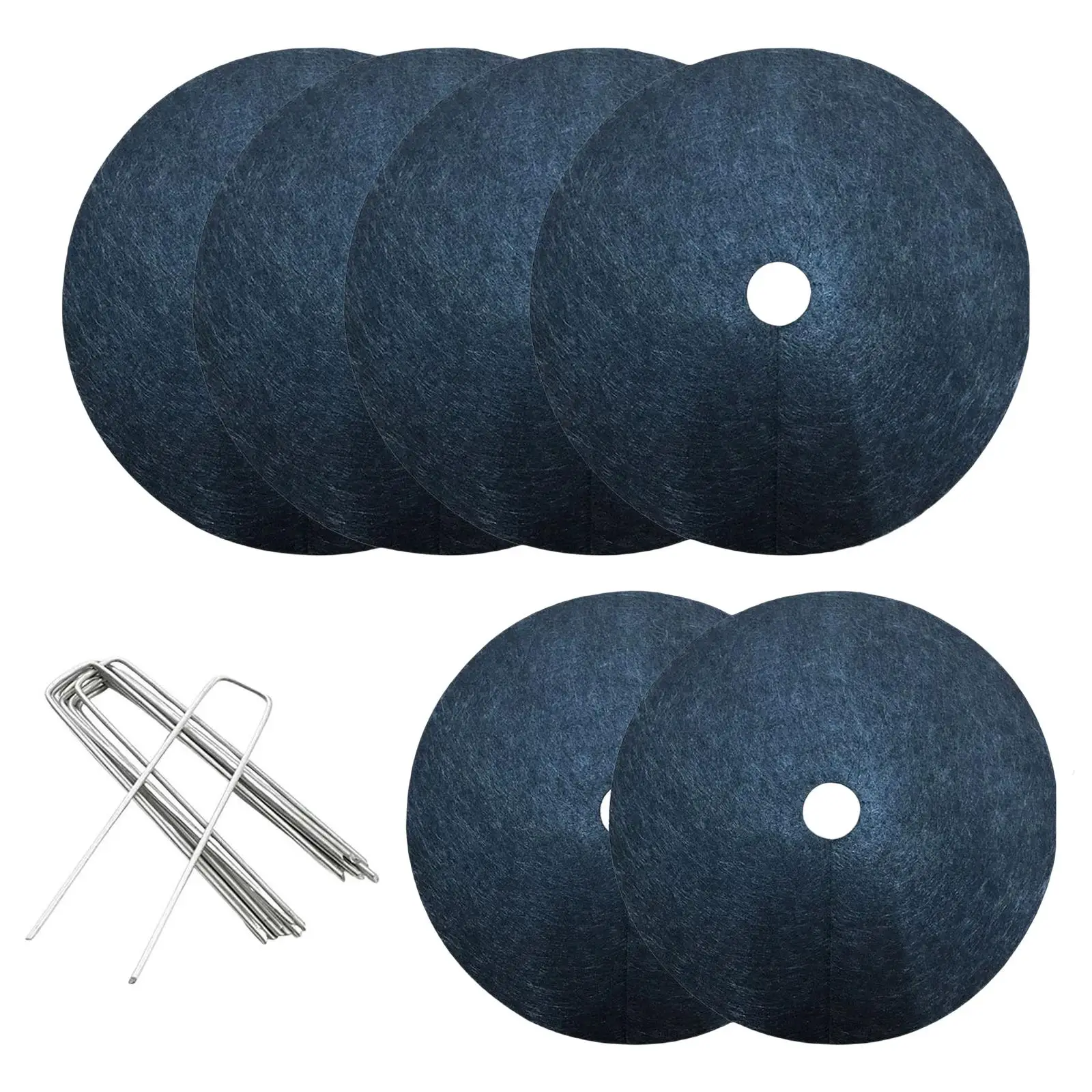 6x Non Woven Cloth Landscape Fabric Cover, Tree Mats, for Flowers Plant Trees