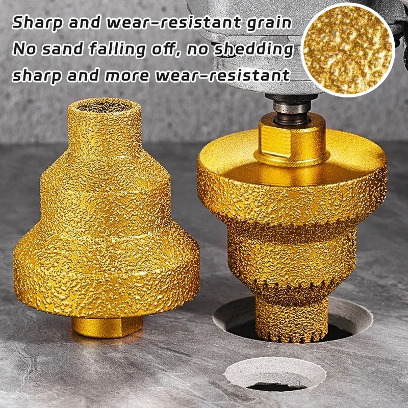 

Brazed Pagoda Drill Bit M10 Diamond Chamfer Router Tower Drill Tile Stone Rock Plate Drill Reaming Integrated Bit Diamond Tools