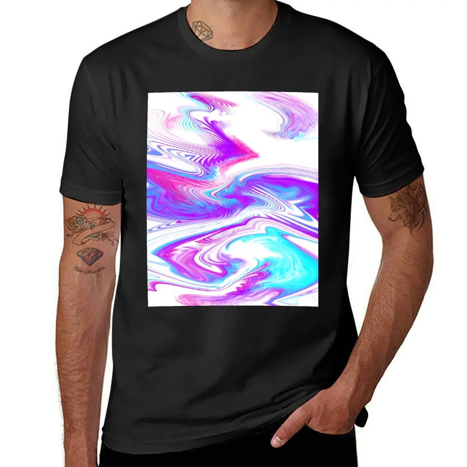 Purple waves fluid painting T-Shirt heavyweights aesthetic clothes mens t shirts pack