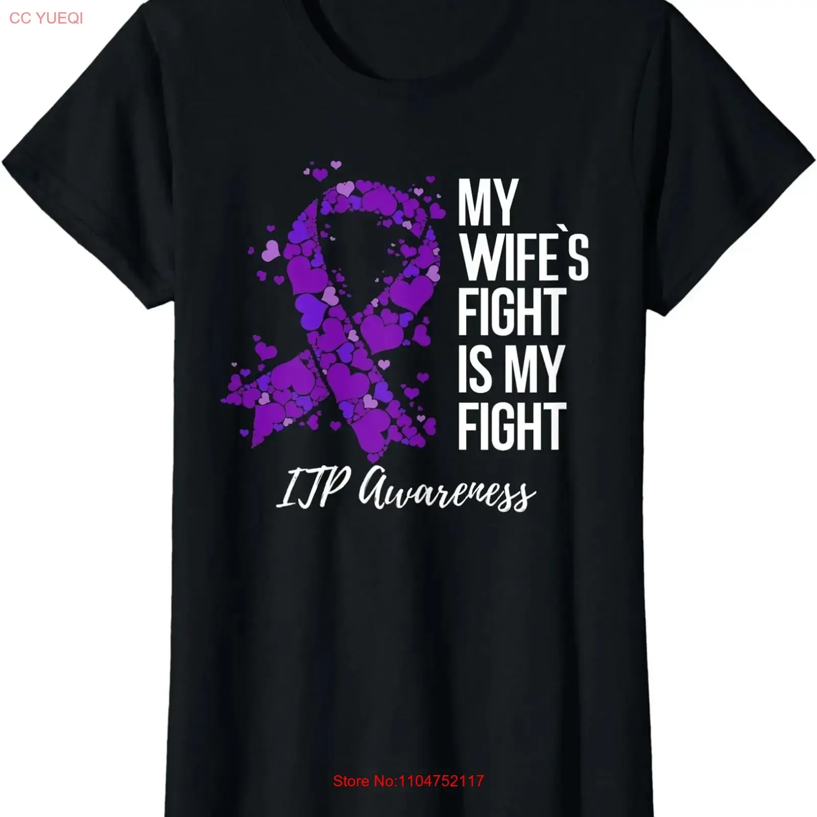 My Wife s Fight Is Fighting ITP Awareness Ladies' Crewneck T Shirt long or short sleeves vintage Washed designer clothes