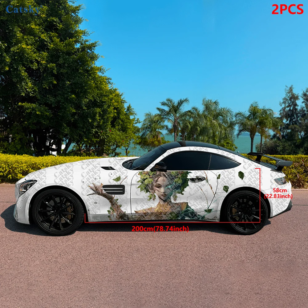 CATSKY.2pcs.Tree Spirit Car Side Decals | Self-Adhesive PVC Waterproof & Scratch-Resistant Stickers, Fashionable Decals with Mat