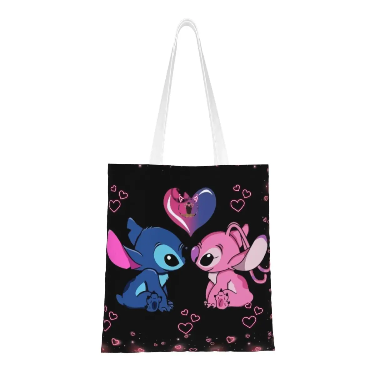 Custom Recycling Lilo Stitch Cartoon Anime Manga Shopping Bag Women Canvas Shoulder Tote Bag Durable Grocery Shopper Bags