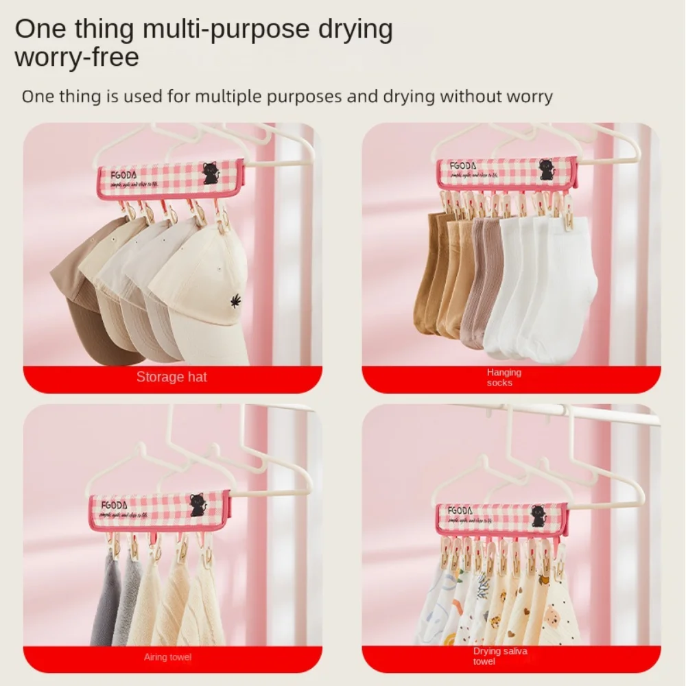 Cartoon Travel Clothes Hanger 5/10 Clips Non-slip Hanging Clothes Clips Detachable Reusable Portable Clothes Drying Rack Hats