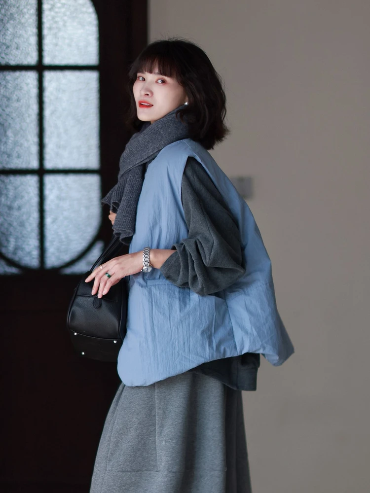 

Женский модный жилет из чистого хлопка оригинального дизайна, теплый, в стиле ретро, художественный, для многослойной носки, верхняя одежда, весна 2026, для повседневной носки