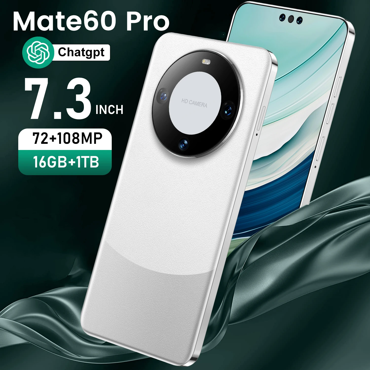 2024 Hot Selling Cellphone Mate 60 Pro 16GB+1TB 7.3 Inch Full Display Android 13.0 Mobilephone 5G Smartphone