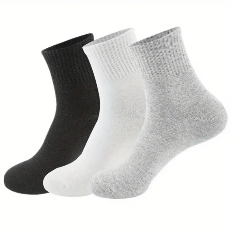 Lot de 5 paires de chaussettes pour la rentrée scolaire pour garçon et fille, style preppy JK Harajuku, blanc, noir, gris