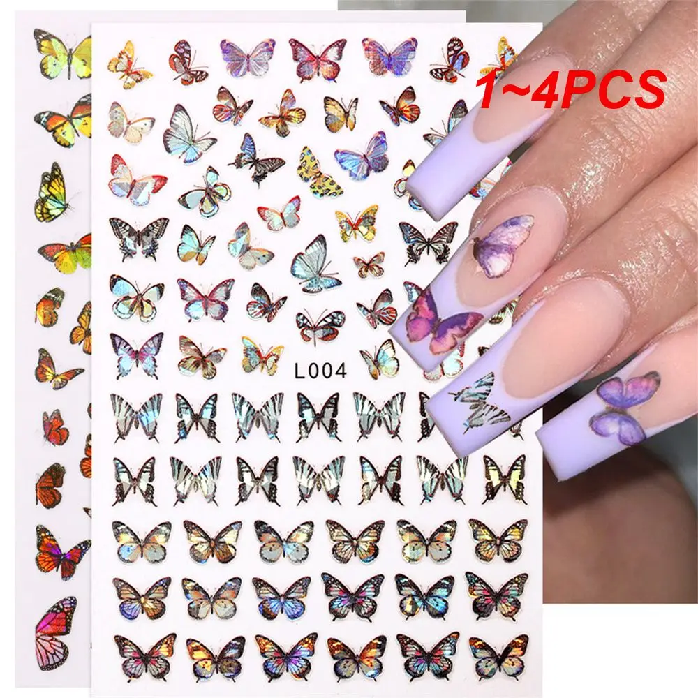 1~4PCS Butterfly Nail Art Sticker Easy To Operate Simulation 3d Nail Art Decoration Stickers Nail Supplies And Manicure Tools