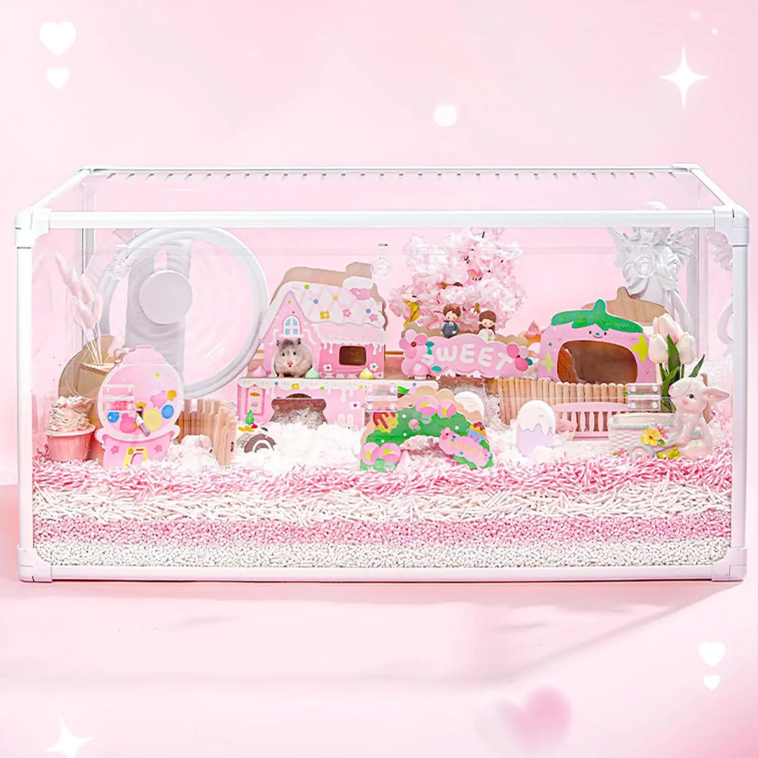 

Colorful Hamster Hideout House - Wooden Hide & Playground for Syrian Hamsters cage Accessories, Gerbils Cage Decor Habitat (3)