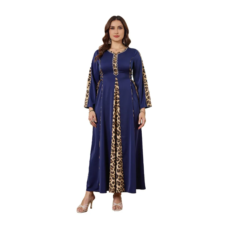 Muslim Abaya Dress Women Dubai Dresses Jalabiya Leopard Print Vestidos Modest Robe Morocco Arab Abayas Kaftan Islam Ramadan