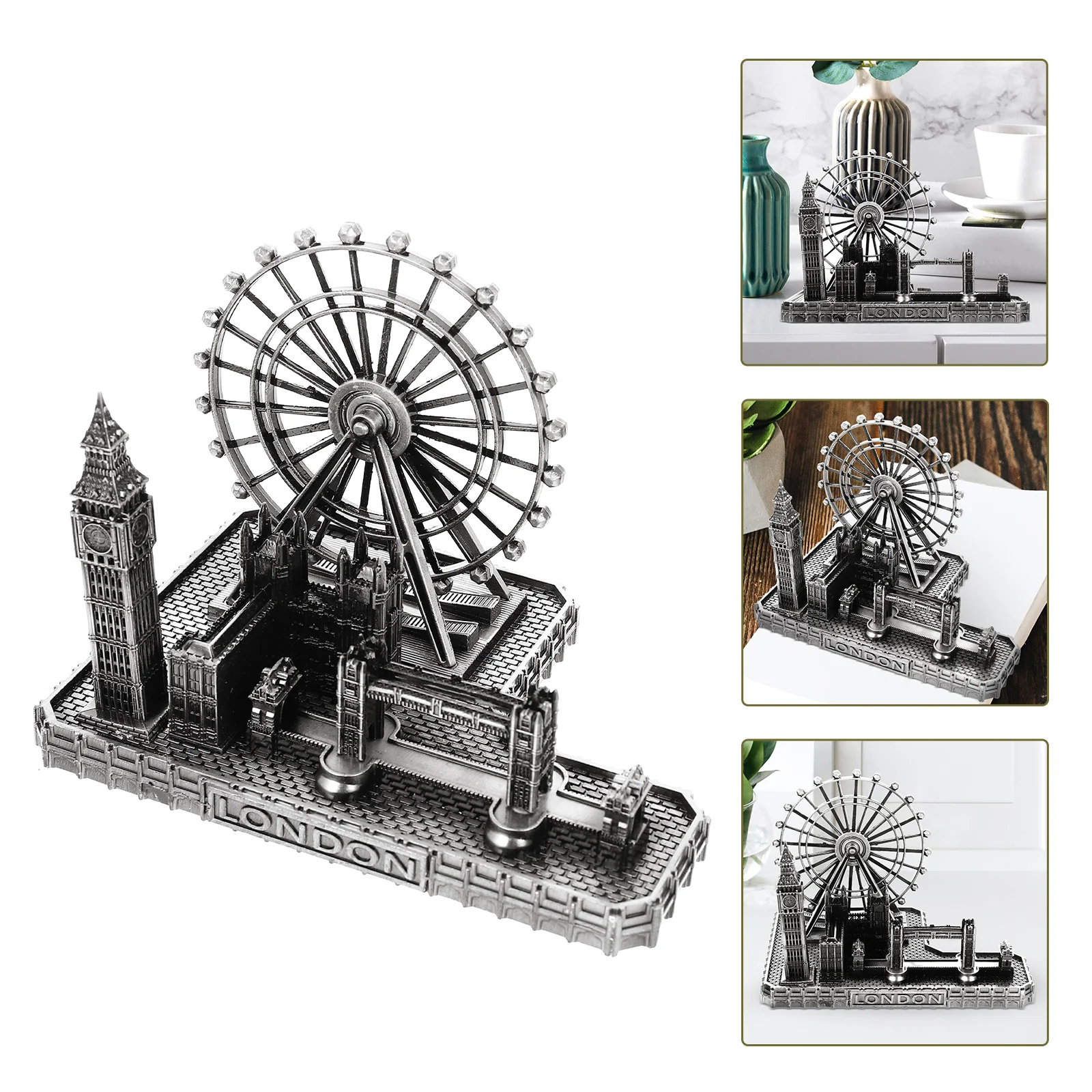 

Metal London Ornaments Big Ben Clock Sculpture Home Desktop Buildings Adornment Tabletop Decoration Style Craft Vintage