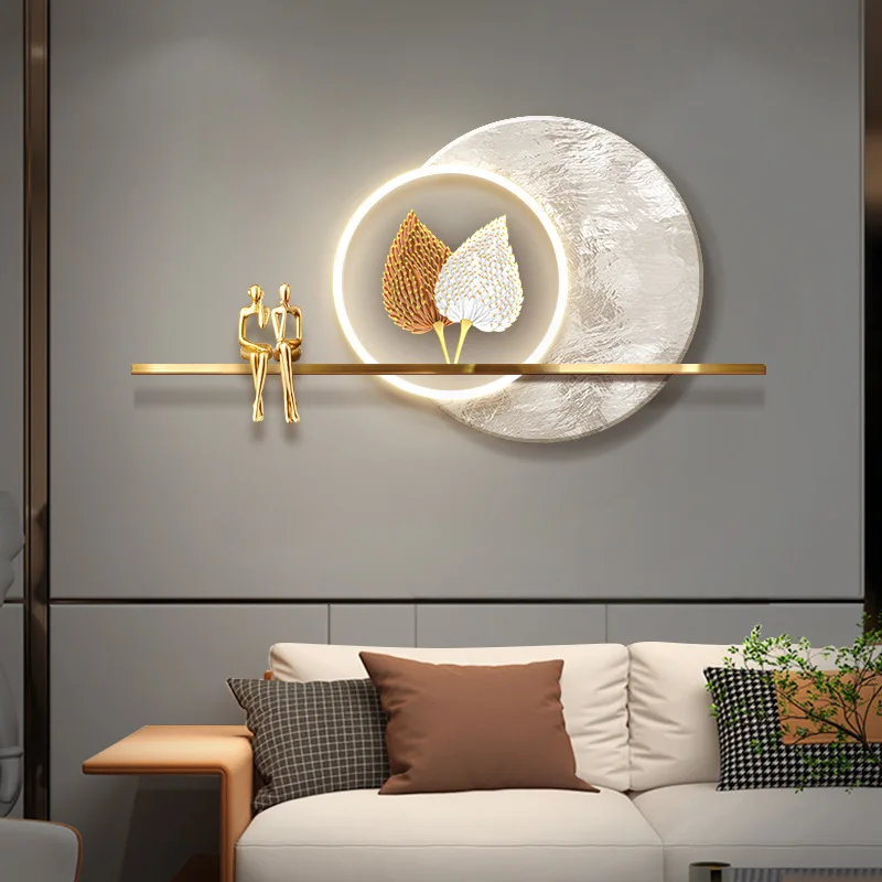

Light luxury living room three-dimensional ambient light decorative painting sofa background wall luminous mural simple and adva