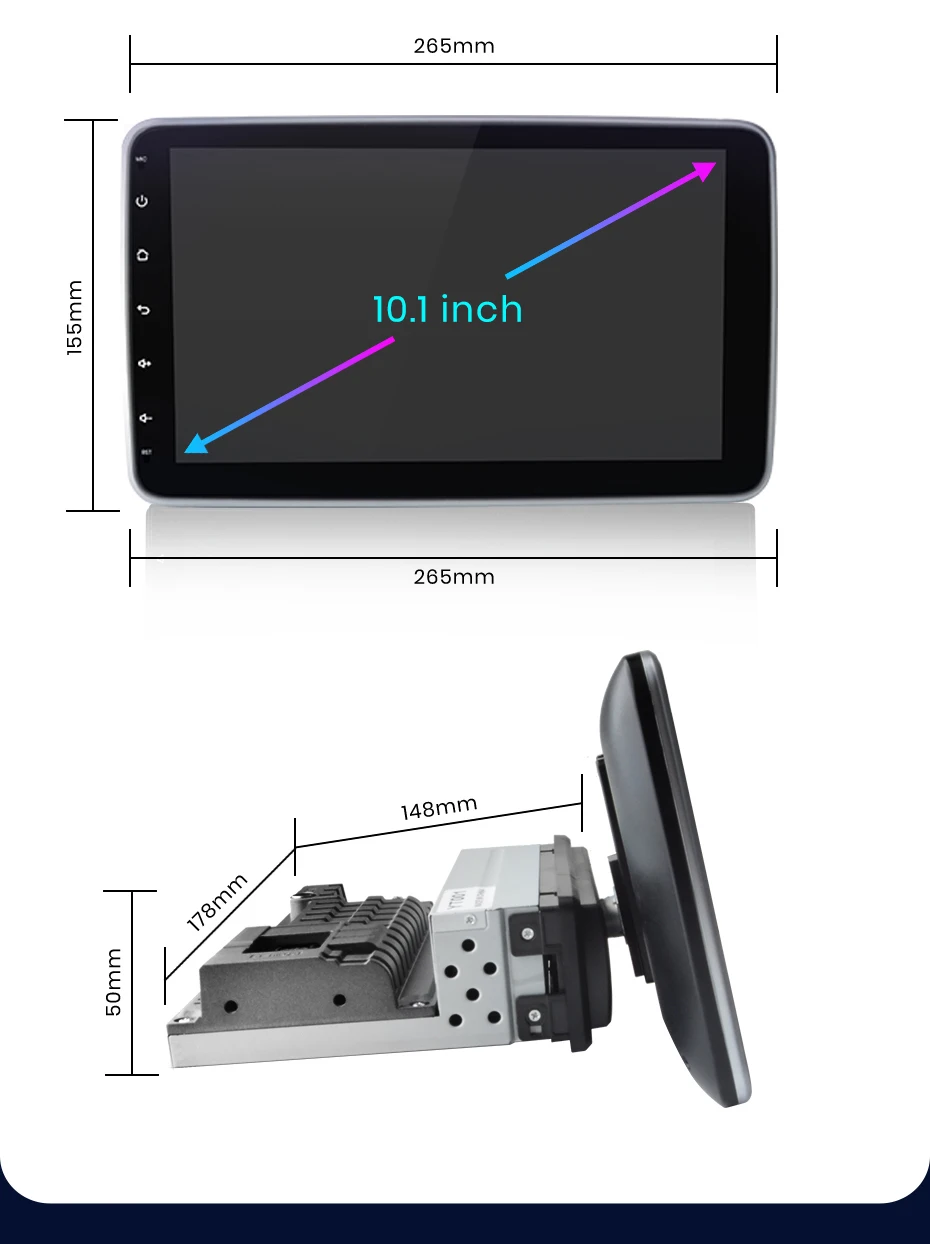 Junsun 10,1" Android Universal Single 1 Din Drehbares Autoradio 4GB+64GB Wireless Carplay Auto-Stereo Intelligentes System – Detail 21