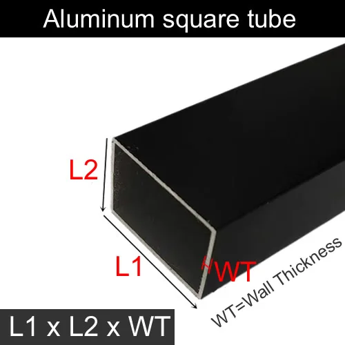 2 Pièces Tube Carré Aluminium Noir 20x20x1mm X300mm 6063 - Construction Et Décoration