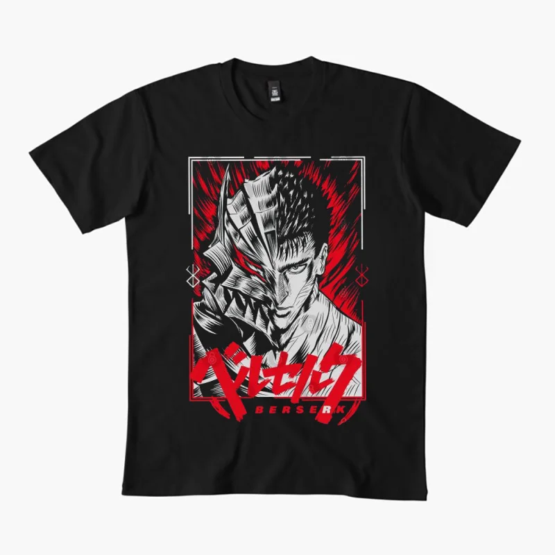 

0325 Guts Berserk Japanese Anime Gift t shirt 100% cotton print clothing Swordsman Manga Graphic Tee Y2K clothes Large size Tops