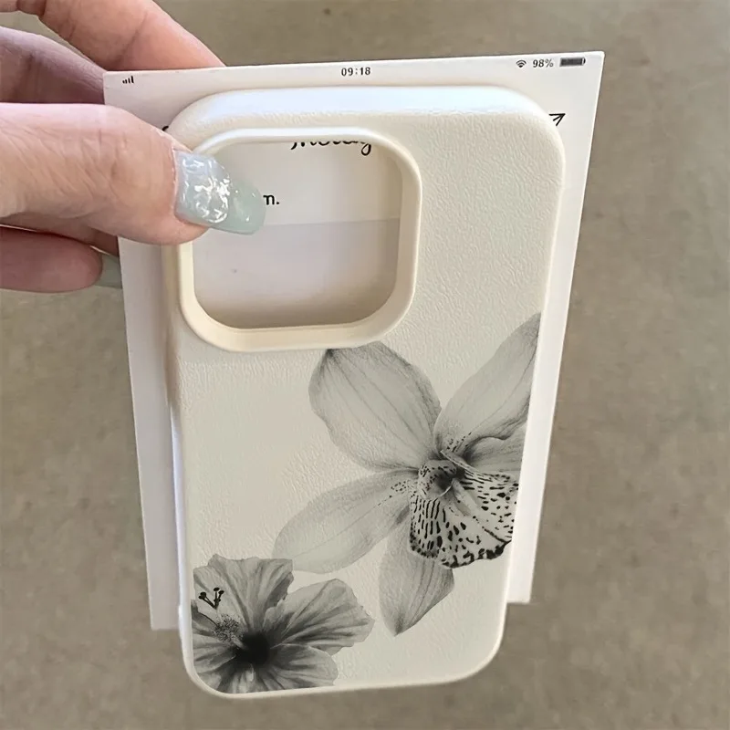 Casing Ponsel Pola Bunga Hitam Putih Untuk Xiaomi 14T Pro, Xiaomi 13T 15 14 13, Silikon Lembut Tahan Banting TPU Bumper Cover