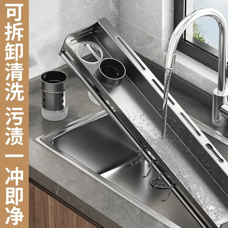 Non Punching Kitchen Shelf Multi Functional Seasoning Rack Knife Holder Chopsticks Cutting Board Storage Organizer for